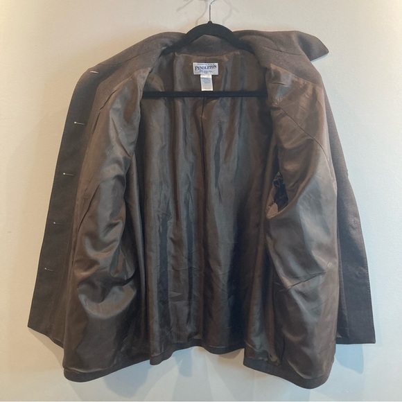 PENDLETON Sz 22 Vintage 100% Wool Shoulder Pads Boxy Pockets Lined Blazer Jacket - Picture 6 of 8